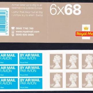 Booklet Airmail NB1 68p Plain 2003