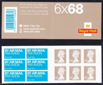 Booklet Airmail NB1 68p Plain 2003