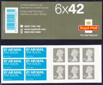 Booklet Airmail NA2 42p Plain TRN 2003