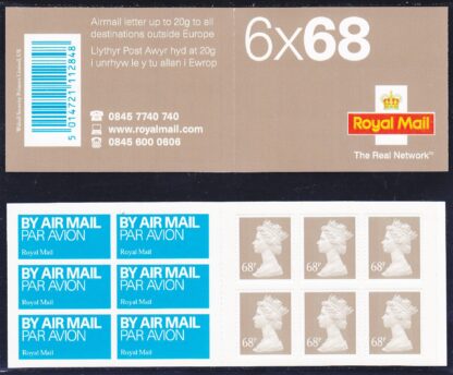 Booklet Airmail NB2 68p Plain TRN 2003