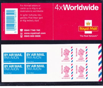 Booklet Airmail MJ1 W1 Cylinder Worldwide 40g