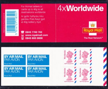 Booklet Airmail MJ1 W2 Cylinder Worldwide 40g