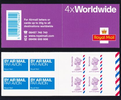 Booklet Airmail MJ3 Cylinder Worldwide 20 grams