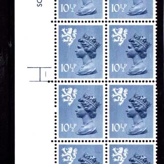 Machin Scotland XS54 10½p Cyl 1 No Dot Phosphor 30