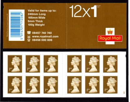Booklet MF3b Machin Cylinder 1st Gold Walsall W5