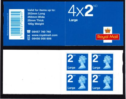 Booklet RA1 Machin Plain 2nd Large blue Walsall