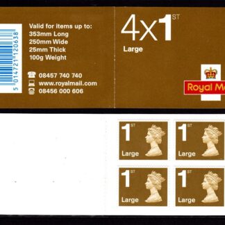 Booklet RB1 Machin Plain Large 1st Gold Walsall