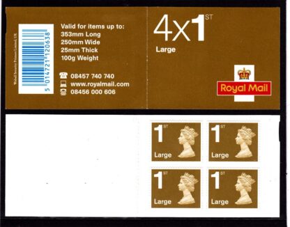 Booklet RB1 Machin Plain Large 1st Gold Walsall