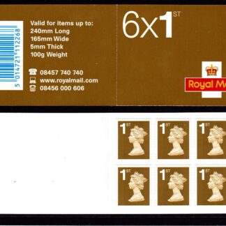 Booklet RC1 Machin Plain 1st Gold Walsall