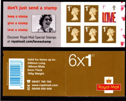 Booklet SA1 Machin Plain with 1st Gold and Love Stamp