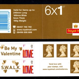 Booklet SA2 Machin Plain with 1st Gold and Love Stamps