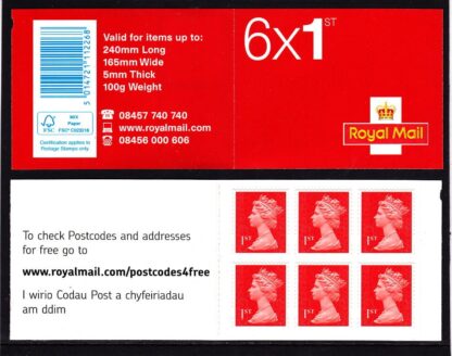 Booklet MB12 Machin Plain 1st Vermilion Walsall