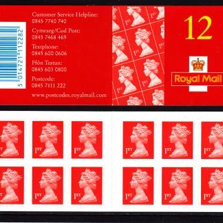 Booklet MF1 Machin Plain 1st Red with Ink Mark