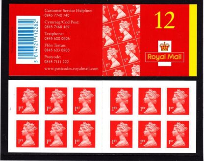 Booklet MF1 Machin Plain 1st Red with Ink Mark