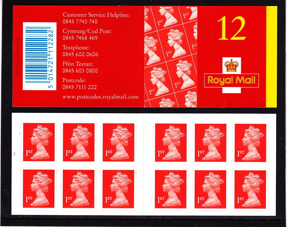 Booklet MF1 Machin Plain 1st Red with Ink Mark - GB Stampline