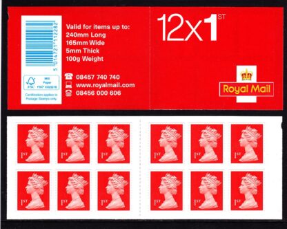 Booklet MF7 Machin Plain 1st Vermilion Walsall