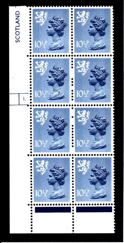 Machin Scotland XS54 10½p Cyl 1 Dot Phosphor 30