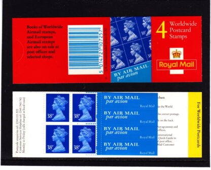 Booklet Airmail GLA1 Plain 38p 1999