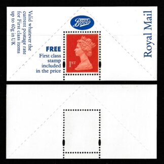 Boots Label UQB9a with UQB7 1st Class Stamp