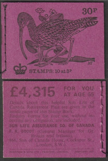 Booklet DQ56 30p Feb 71 Curlew