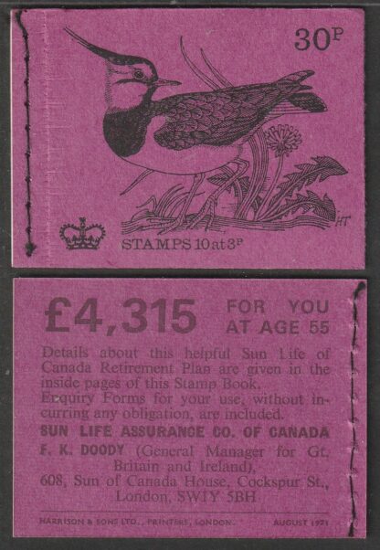 Booklet DQ59 30p Aug 71 Lapwing