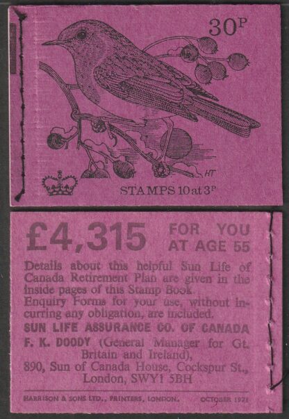 Booklet DQ60 30p Oct 71 Robin