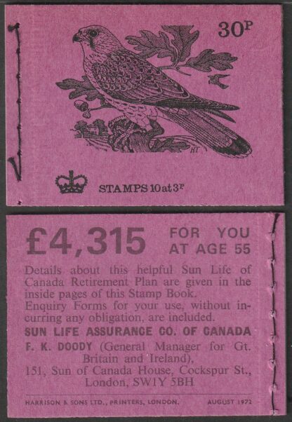 Booklet DQ65 30p Aug 72 Kestrel