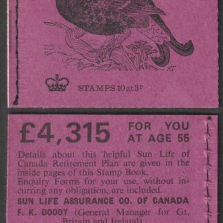Booklet DQ67 30p Dec 72 Black Grouse