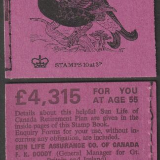 Booklet DQ68 30p Dec 72/S Black Grouse