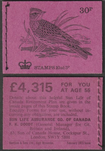 Booklet DQ69 30p Feb 73 Skylark