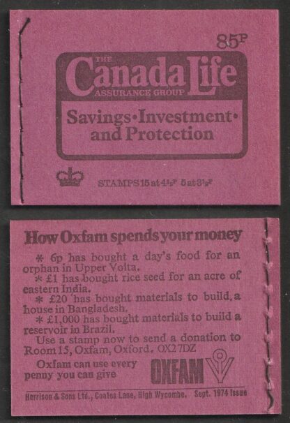 Booklet 85p DW1 Sept 74 Canada Life